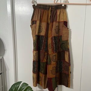Bohemian Patchwork Wide Leg Pants
